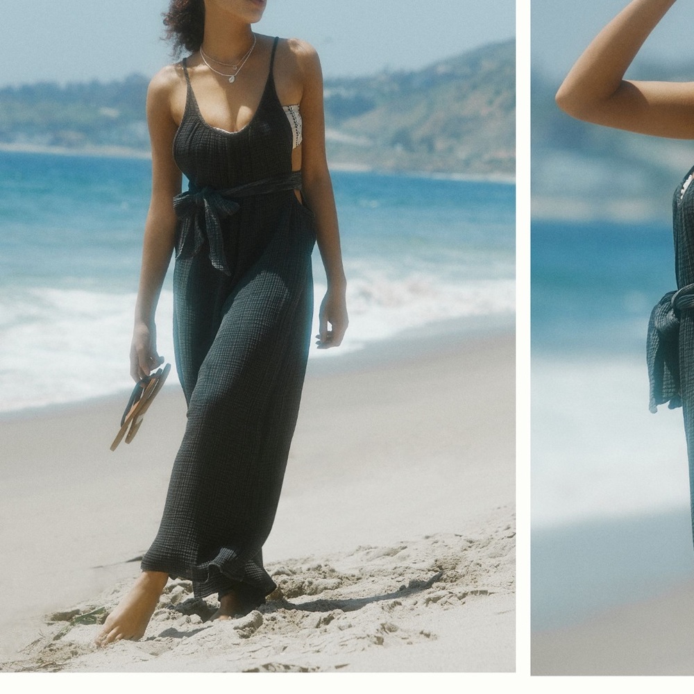 Anthropologie mason tie-front cover-up jumpsuit